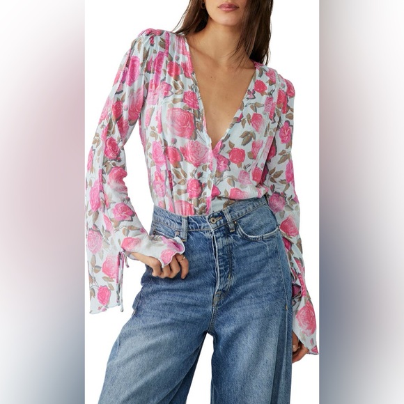 Free People Everything's Rosy Bodysuit - Size Large - Picture 2 of 16